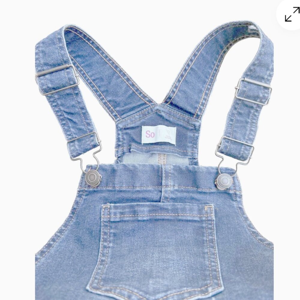 SO Skirt Jeans Overalls Girls Size 12 Jean Blue Denim Dress Adjustable Straps.